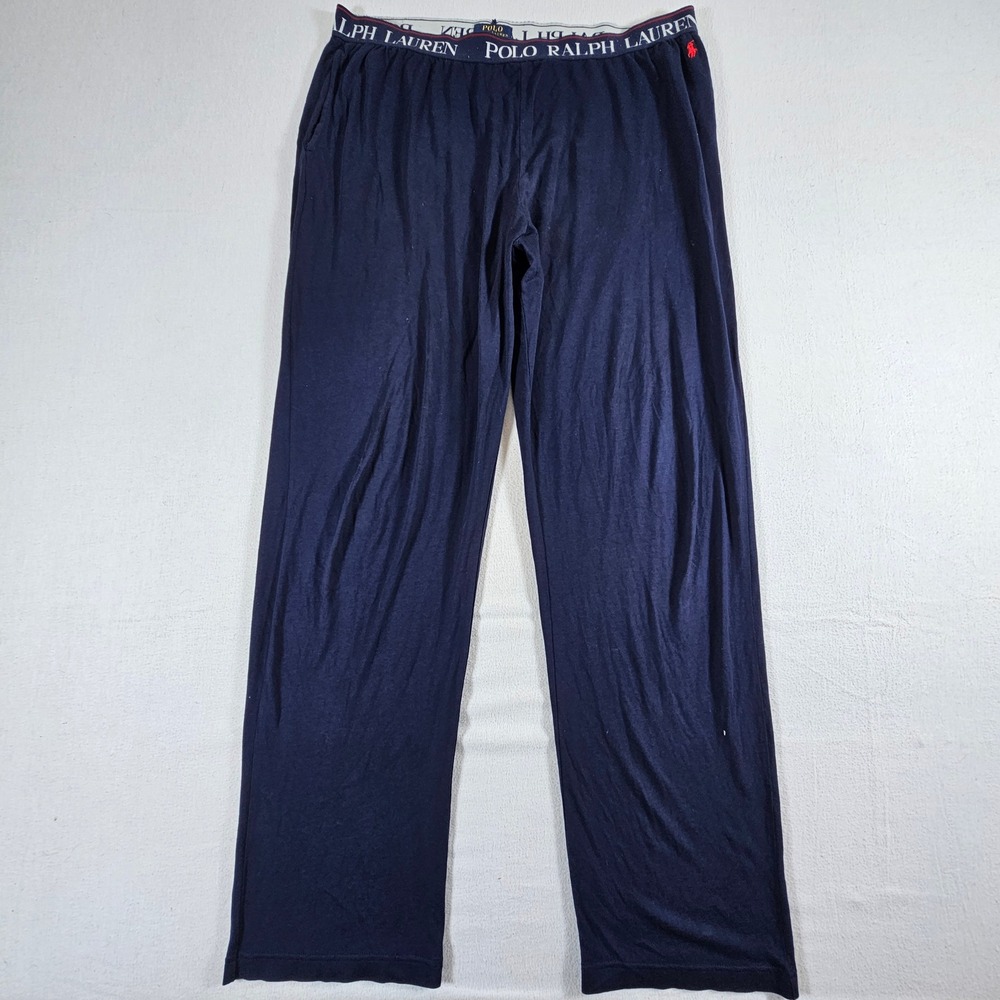 Polo Ralph Lauren Pajama Pants Mens XL Navy Blue Logo Waistband Lounge Pockets